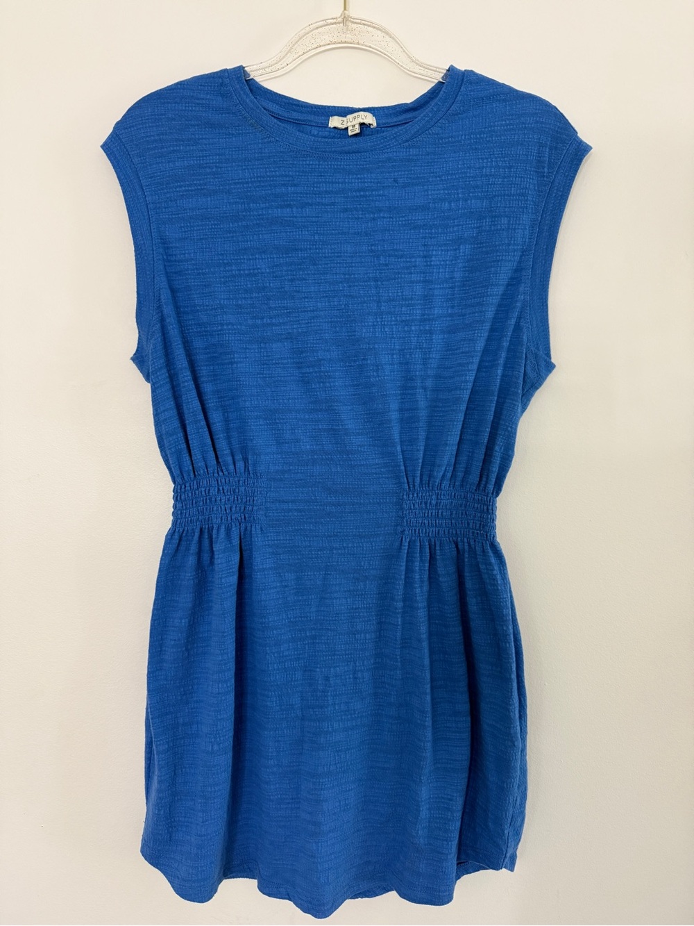 Z Supply Royal Blue Sleeveless Mini Dress with Elastic Waist